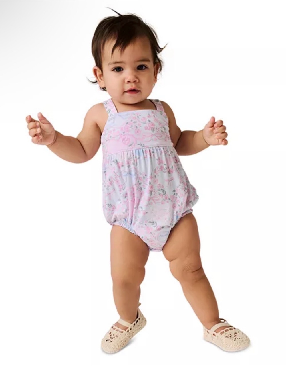 Posh Peanut Girls' Josephine Tie Back Bubble Romper - Baby 6-12month NWT